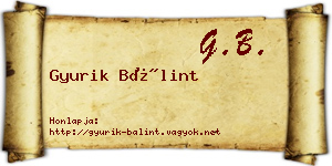 Gyurik Bálint névjegykártya