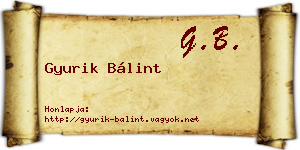 Gyurik Bálint névjegykártya